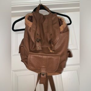 Brown faux leather backpack